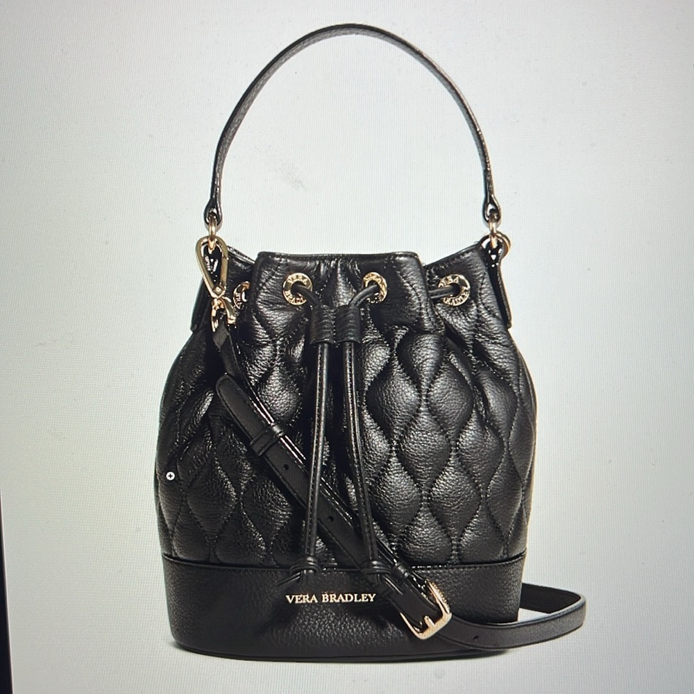 Vera Bradley Quilted Emerson Crossbody Black Genuine Leather